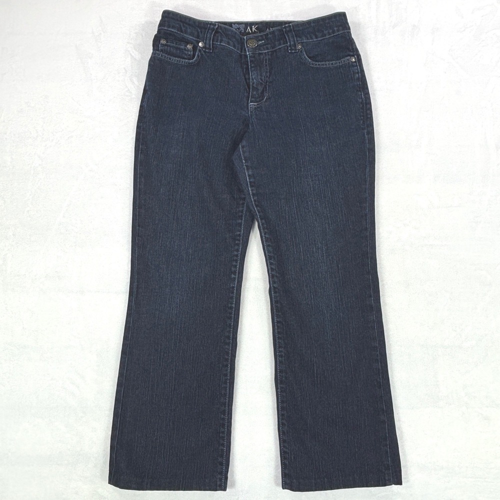 Anne Klein AK Jeans Womens 6 Short Dark Wash Straight Leg Denim Blue Pants
